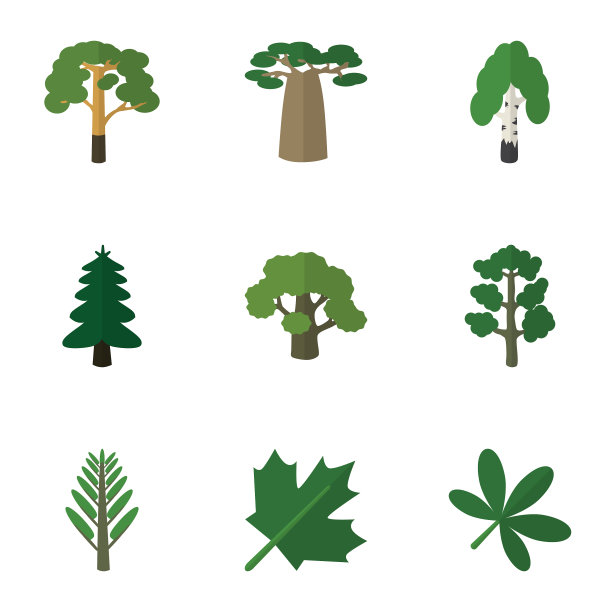 平坦的图标自然丛林公园和猴面包树图片下载