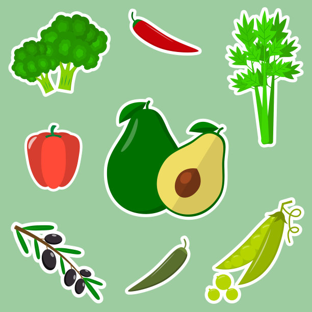 一组新鲜蔬菜在一个白色的笔画上图片下载