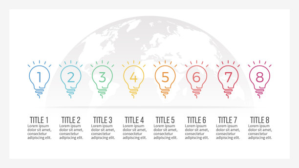 有8个灯泡的商业信息图表时间轴图片下载
