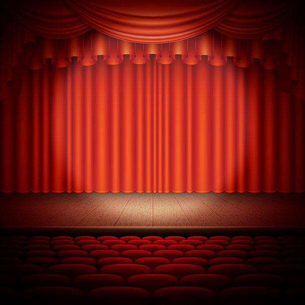 聚光灯在舞台和红幕eps 10图片下载