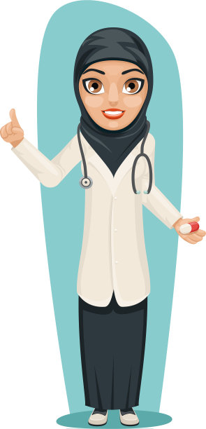 可爱的阿拉伯医生手里拿着药丸图片下载