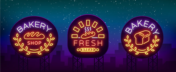 面包店设置标志新鲜面包面包图片下载