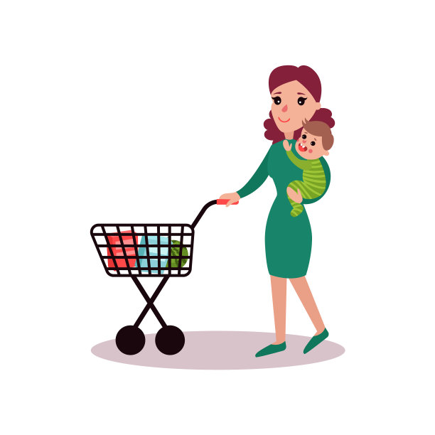 母亲抱着孩子推着图片下载