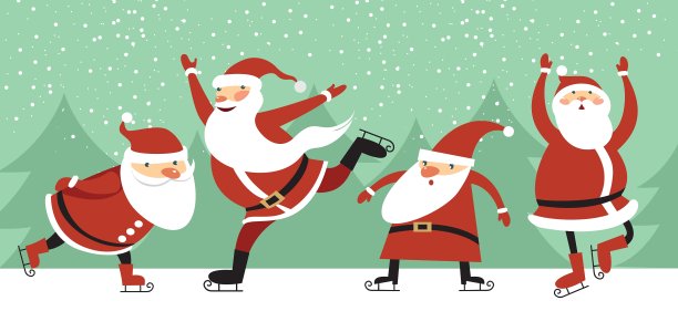 圣诞老人在溜冰场上图片下载