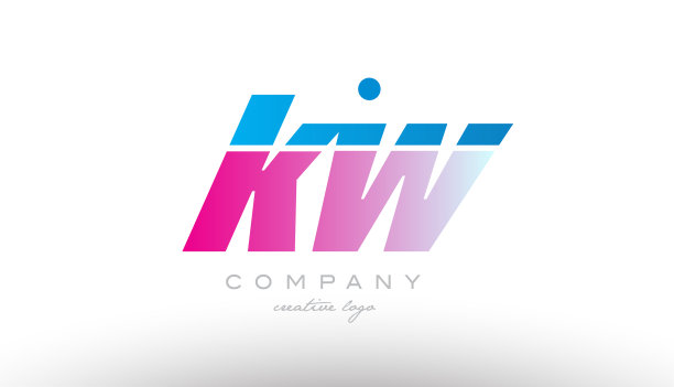 Kw kw字母组合粉蓝色粗体图片下载