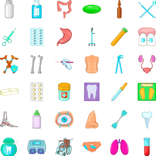 疾病图标设置卡通风格图片下载