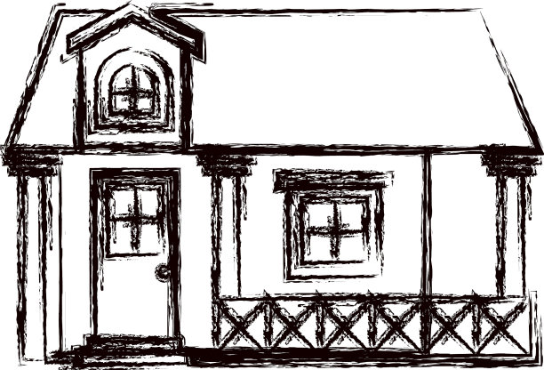 黑白模糊的房屋立面剪影图片下载