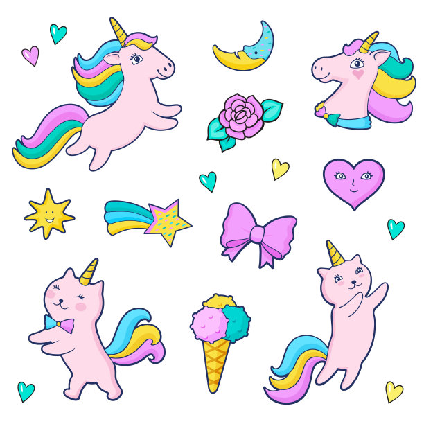 一套时尚徽章的女孩图片下载