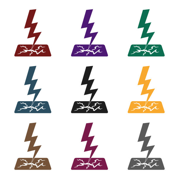 闪电闪电图标在黑色风格隔离上图片下载