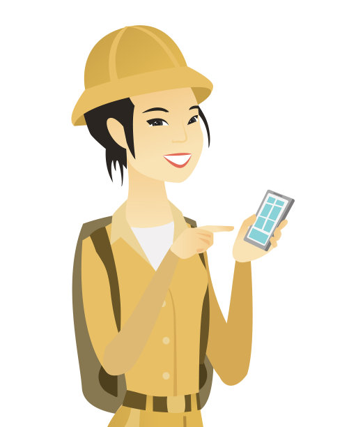 年轻的亚洲旅行者拿着手机图片下载