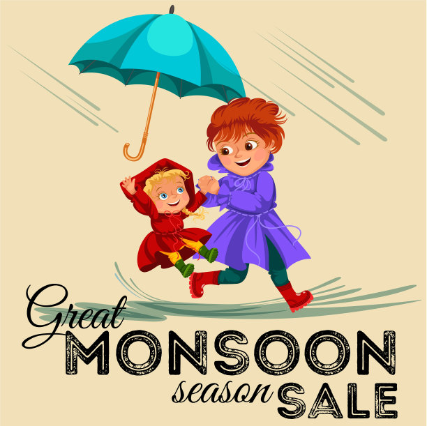 家庭妇女与女孩走雨与伞图片下载