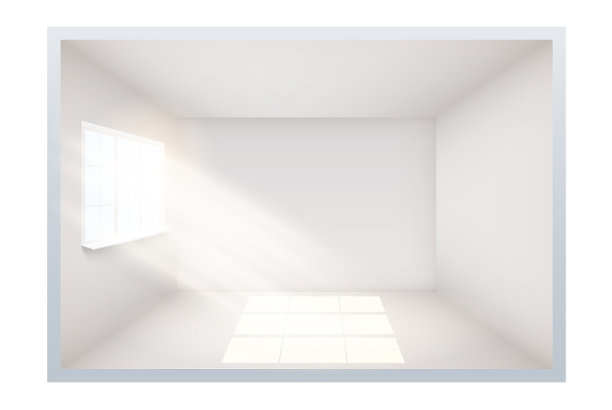 一侧有窗户的空房间的例子图片下载