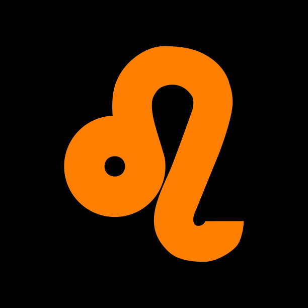 狮子座标志橙色图标上的黑色图片下载