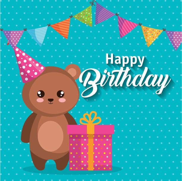 带泰迪熊的生日贺卡图片下载