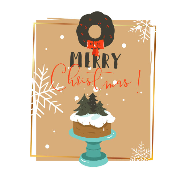 手绘抽象画圣诞快乐图片下载