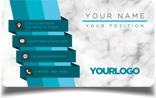 名片蓝色缎带大理石背景图片下载