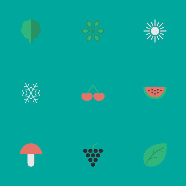 一组简单的花园图标图片下载