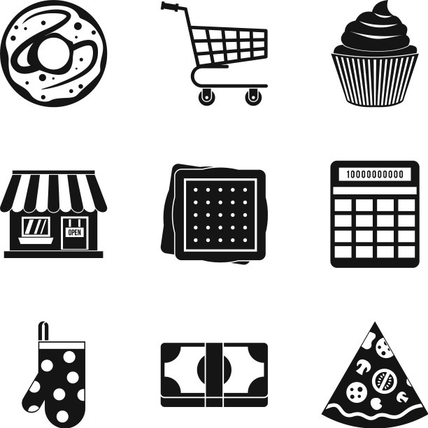 面包店业务图标设置简单的风格图片下载