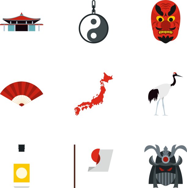 日本图标设置扁平化风格图片下载