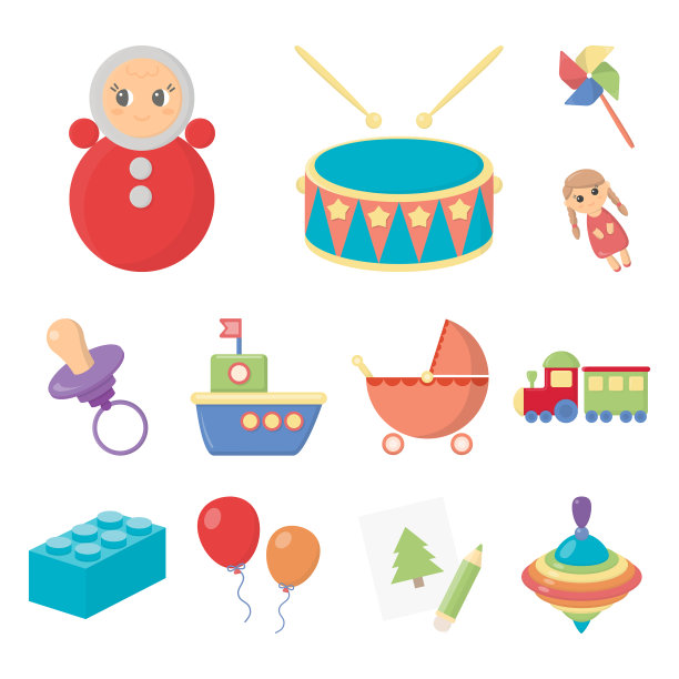 儿童玩具卡通图标集合图片下载