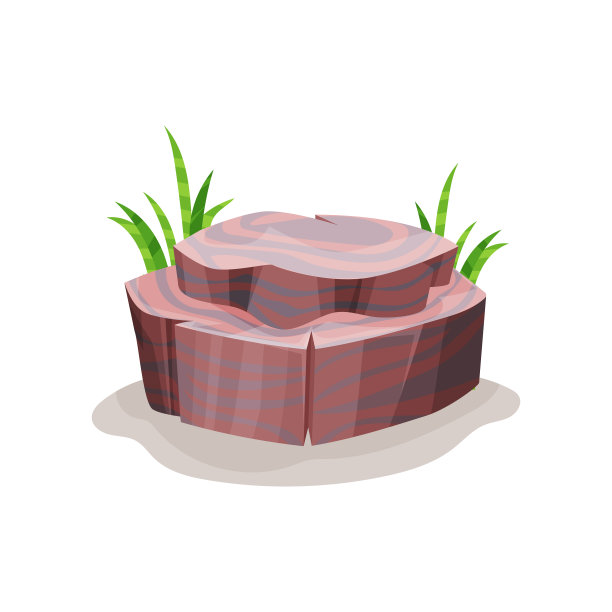 石头和绿草的设计元素图片下载