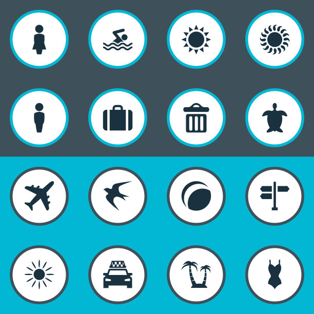 一套简单的海边图标图片下载