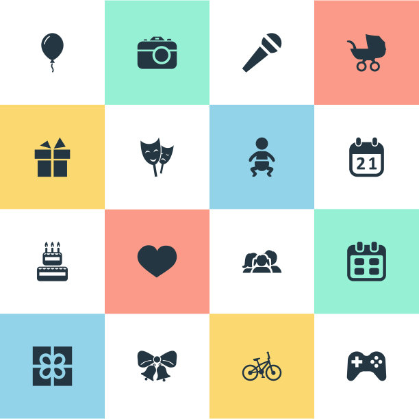 一套简单的生日图标图片下载