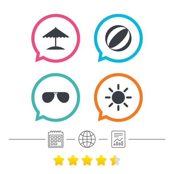 海滩假日的标志是雨伞和太阳镜图片下载