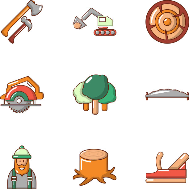 樵夫图标设置卡通风格图片下载