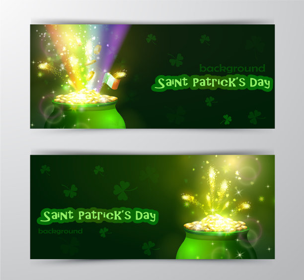 圣帕特里克节象征绿色花盆图片下载