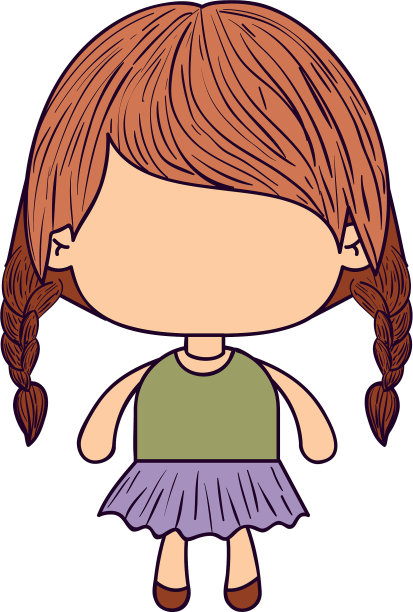 彩色漫画中的无名小女孩图片下载