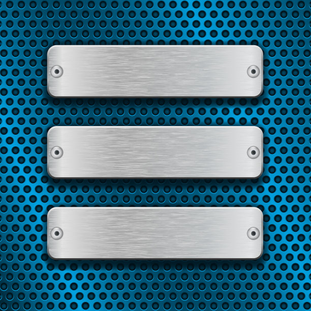 蓝色金属穿孔背景与铬图片下载