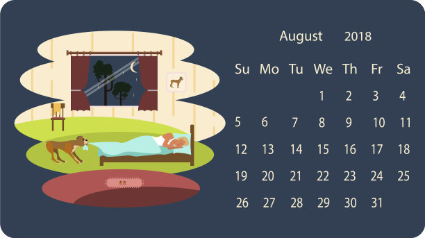 2018年8月日历图片下载