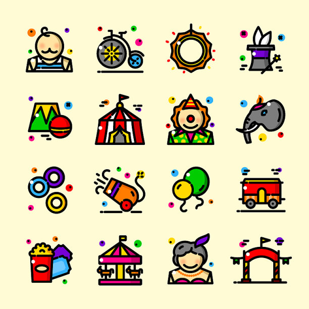 细线马戏团图标集图片下载