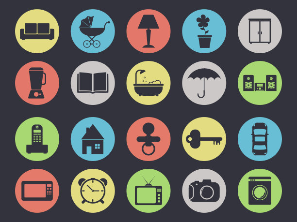 家用电器和家具图标集图片下载