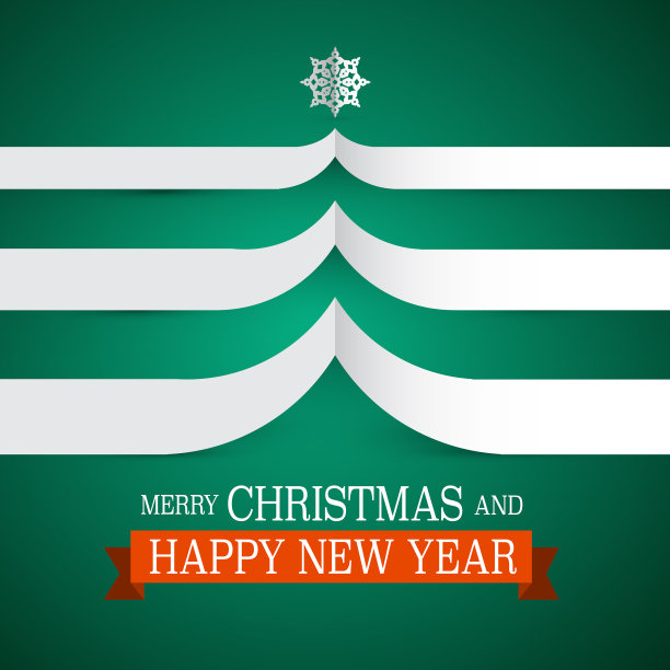 圣诞贺卡与纸树和图片下载