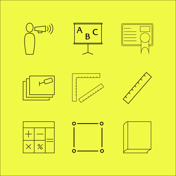 教育线性图标设置简单的轮廓图标图片下载