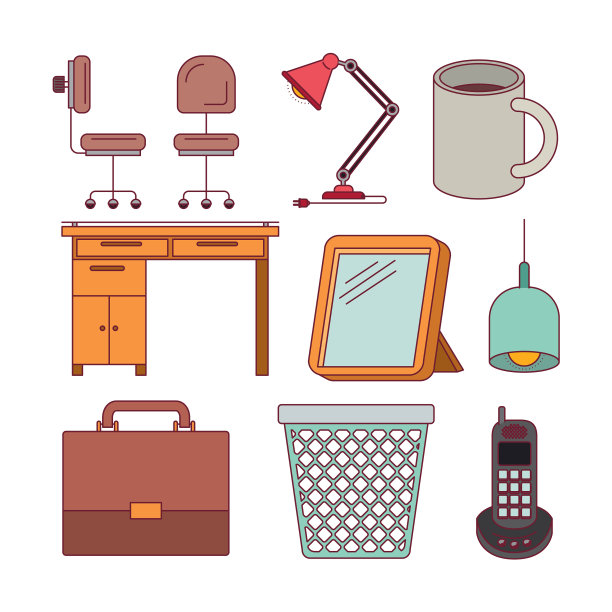 白色背景与彩色剪影元素图片下载