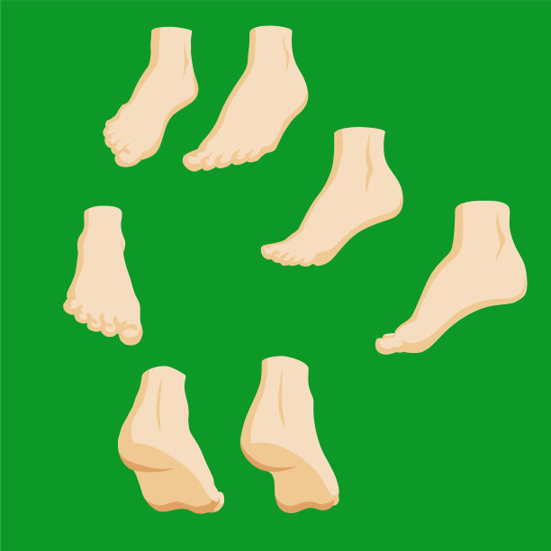 一套卡通风格的女孩的脚在不同图片下载