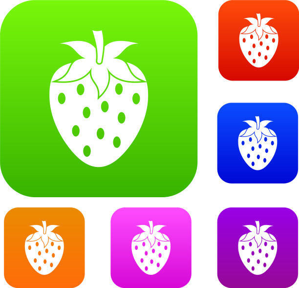 一个草莓浆果套装颜色收集图片下载