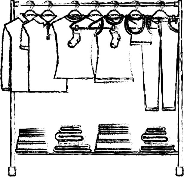 黑白模糊的剪影挂衣架图片下载