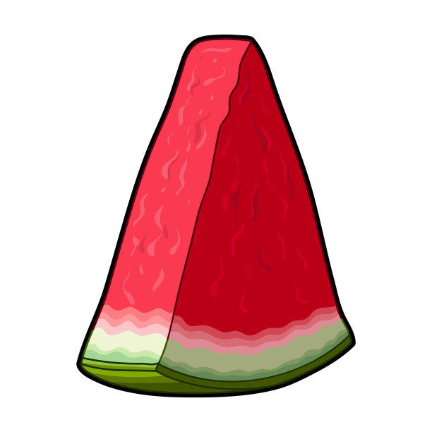 有绿色外皮和黑色种子的红色西瓜图片下载