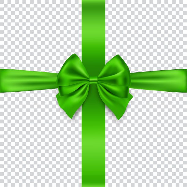 绿色蝴蝶结和透明丝带孤立在一起图片下载