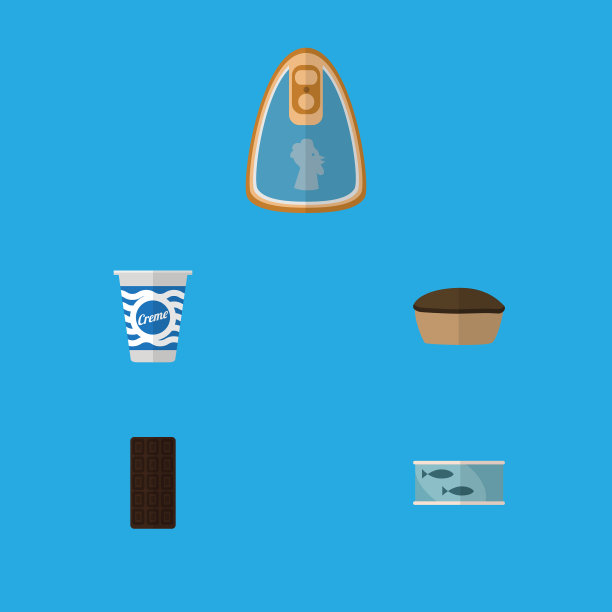 扁平的图标食品酸乳酪罐头金枪鱼和图片下载