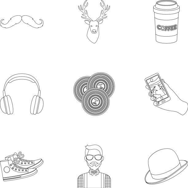 一组关于潮人风格的图标图片下载