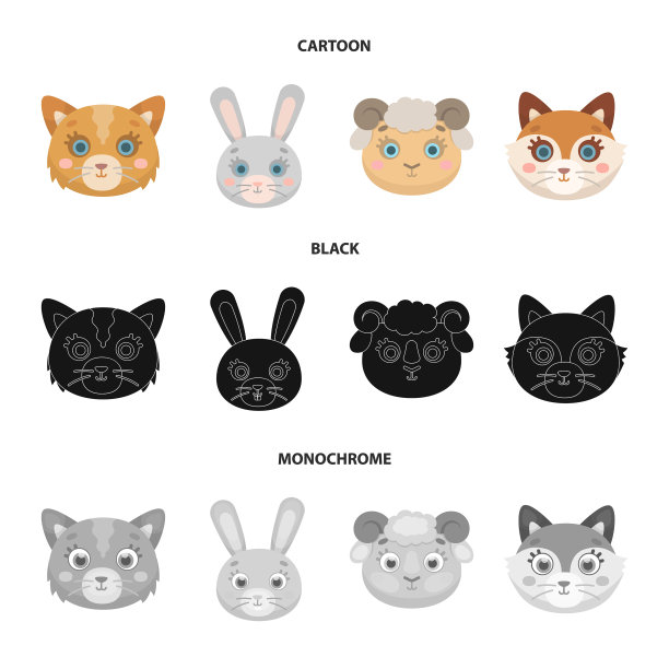 猫，兔，狐，羊等动物的口套图片下载