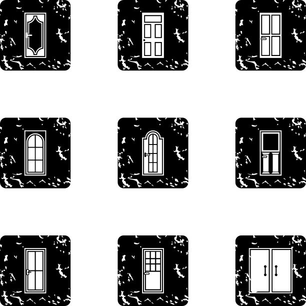 各种类型的门图标设置垃圾摇滚风格图片下载