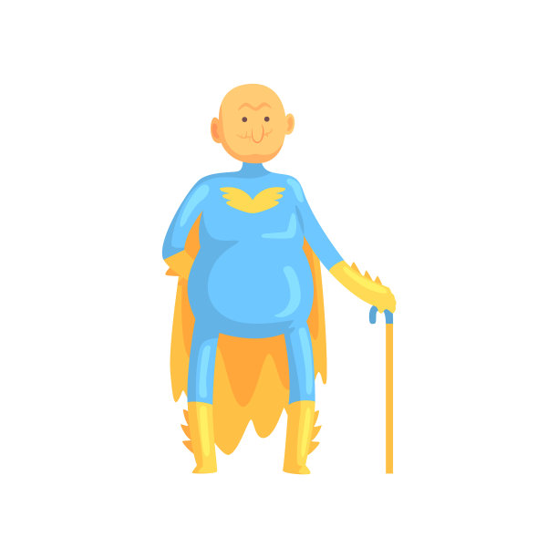 卡通秃头和没有牙齿的老人角色图片下载