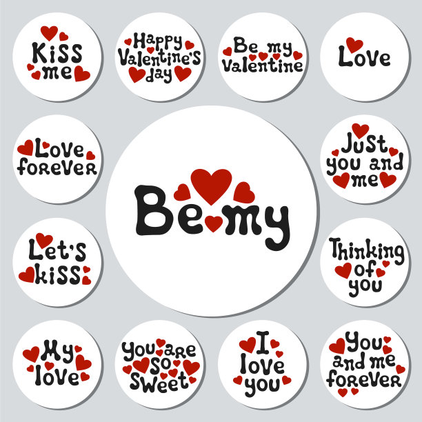 情人节圆贴纸为你贴上浪漫的标签图片下载