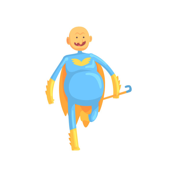 兴高采烈的爷爷手拿木棍穿在身上图片下载